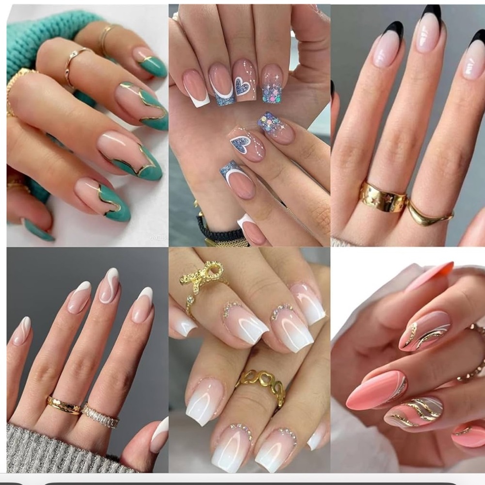 6 Packs (144 Pcs) Press on Nails Almond,Medium Press on Nails